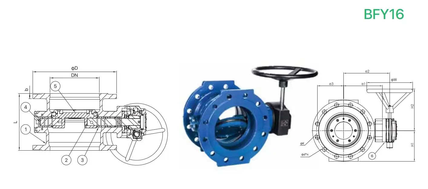 شیر پروانه‌ای فلنج‌دار PN16 فاراب 
