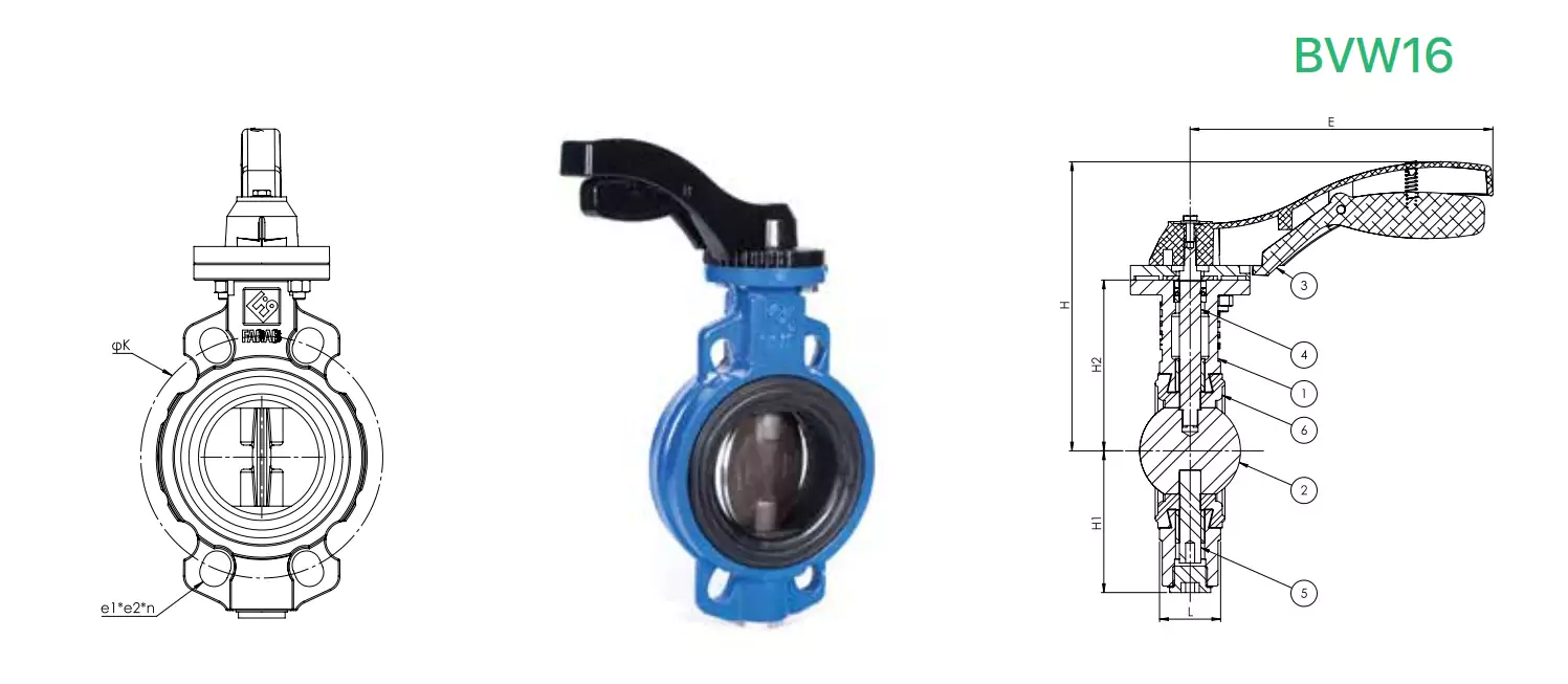 شیر پروانه‌ ای ویفری اهرمی PN16